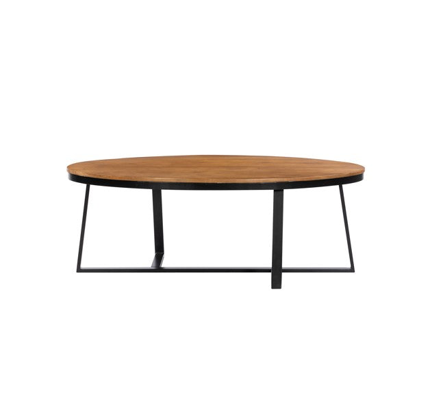 GHome UK Solid Acacia Natural Oval Coffee Table with Black Base