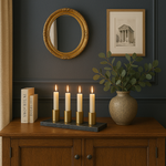 Load image into Gallery viewer, GHomeUK Luxora White Marble Candle Holders with Elegant Brass Holders - OIINN