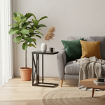 Load image into Gallery viewer, GHome UK Solid Mango Wood Black & White Marble C Side Table with Twisted Design