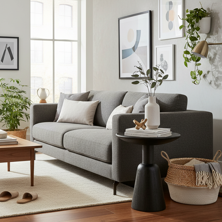 GHome UK Solid Mango Wood Black Round Side Table Sandblast Finish