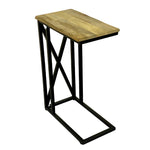 Load image into Gallery viewer, GHomeUK Natural Wooden Top C-Shape Side Table with Black Metal Base - BDABD