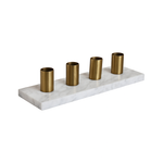 Load image into Gallery viewer, GHomeUK Luxora White Marble Candle Holders with Elegant Brass Holders - OIINN