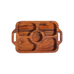 Load image into Gallery viewer, GHomeUK Acacia Wood Natural Finish 5-Compartment Serving Tray with Handles - TISX
