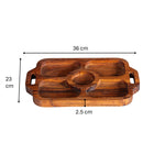 Load image into Gallery viewer, GHomeUK Acacia Wood Natural Finish 5-Compartment Serving Tray with Handles - TISX