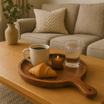 Load image into Gallery viewer, GHomeUK Acacia Wood Natural Round Pizza Serving Tray with Handle - AGGBE