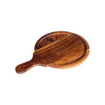 Load image into Gallery viewer, GHomeUK Acacia Wood Natural Round Pizza Serving Tray with Handle - AGGBE