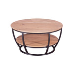 Load image into Gallery viewer, GHomeUK Natural Wooden Round Double Shelf Coffee Table with Metal Frame - DLO