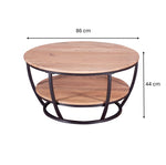 Load image into Gallery viewer, GHomeUK Natural Wooden Round Double Shelf Coffee Table with Metal Frame - DLO