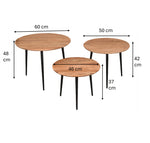 Load image into Gallery viewer, GHomeUK Wooden and Black Metal Leg Modern Coffee Tables Set of 3 - AHAR