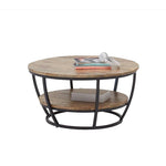 Load image into Gallery viewer, GHomeUK Natural Wooden Round Double Shelf Coffee Table with Metal Frame - DLO