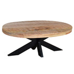 Load image into Gallery viewer, GHomeUK Mango Wood Natural & Black Legs Boat Shape Coffee Table - EEEBN