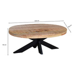 Load image into Gallery viewer, GHomeUK Mango Wood Natural & Black Legs Boat Shape Coffee Table - EEEBN