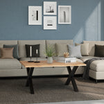 Load image into Gallery viewer, GHomeUK Acacia Wood Live Edge Coffee Table Black Cross Legs - EETTA