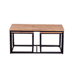 Load image into Gallery viewer, GHomeUK Wooden Rough Natural with Black Metal Rectangle Set of 3 Coffee Table - OBAO