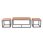 Load image into Gallery viewer, GHomeUK Wooden Rough Natural with Black Metal Rectangle Set of 3 Coffee Table - OBAO