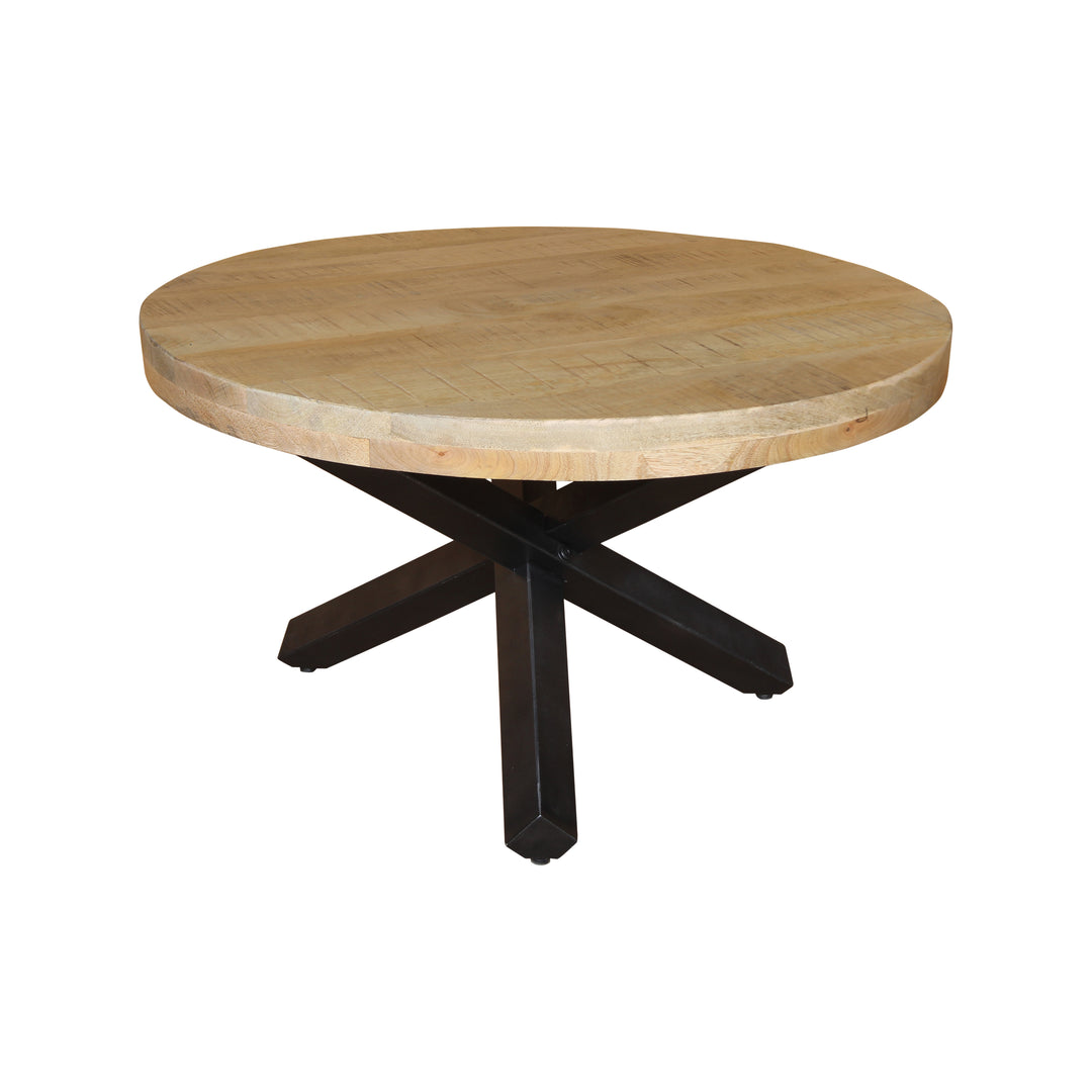 GHomeUK Wooden Brown Tripod Coffee Table with Metal Base - SSIS