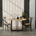 Load image into Gallery viewer, GHomeUK Solid Acacia Wood Black Round Dining Table with Metal Legs