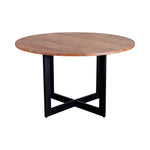 Load image into Gallery viewer, GHomeUK Solid Acacia Wood Black Round Dining Table with Metal Legs