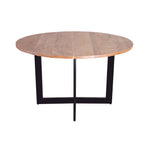 Load image into Gallery viewer, GHomeUK Solid Acacia Wood Black Round Dining Table with Metal Legs