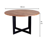 Load image into Gallery viewer, GHomeUK Solid Acacia Wood Black Round Dining Table with Metal Legs