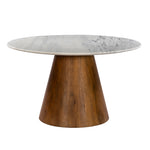 Load image into Gallery viewer, GHomeUK Luxurious White Marble Round Dining Table with Solid Mango Wood Base