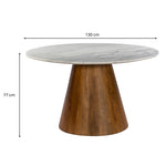 Load image into Gallery viewer, GHomeUK Luxurious White Marble Round Dining Table with Solid Mango Wood Base