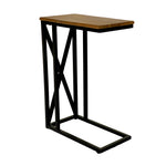 Load image into Gallery viewer, GHomeUK Natural Wooden Top C-Shape Side Table with Black Metal Base - BDABD