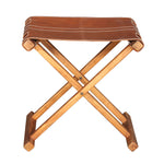 Load image into Gallery viewer, GHomeUK Leather Folding Stool with Wooden Base - HART