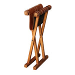 Load image into Gallery viewer, GHomeUK Leather Folding Stool with Wooden Base - HART
