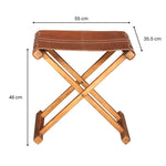 Load image into Gallery viewer, GHomeUK Leather Folding Stool with Wooden Base - HART