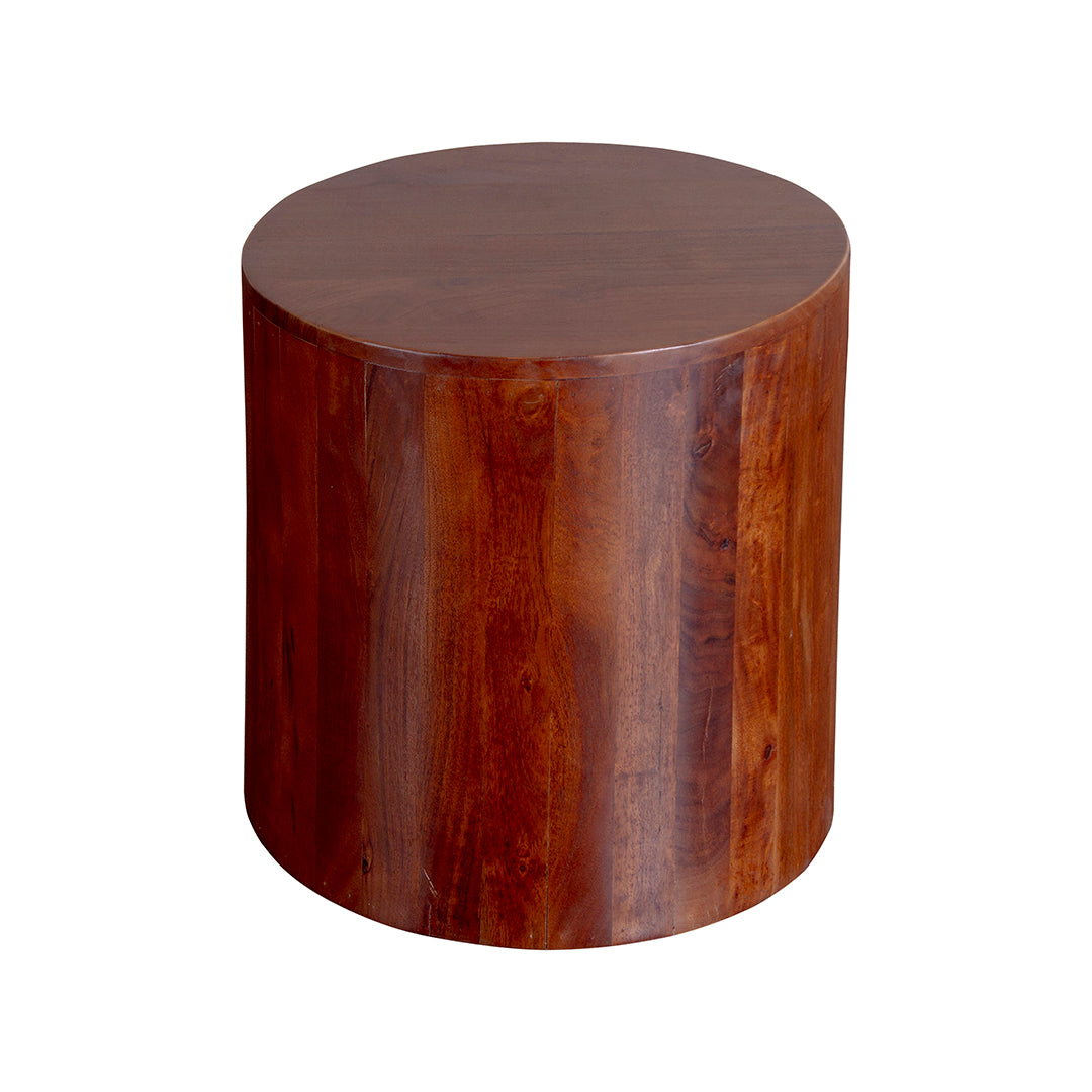 GHomeUK Durable Acacia Wood Natural Stained Stump Side Table