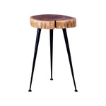 Load image into Gallery viewer, GHome UK Solid Acacia Wood Natural Log Side Table with Black Iron Base