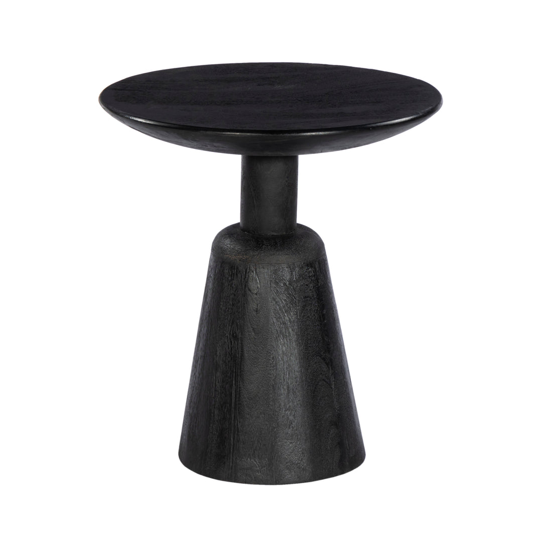 GHome UK Solid Mango Wood Black Round Side Table Sandblast Finish