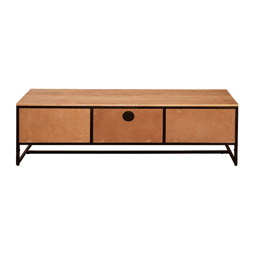 GHomeUK  Acacia Wood Black Parquetry TV Cabinet