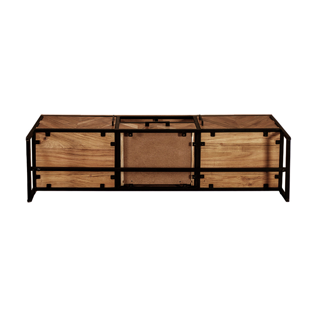 GHomeUK  Acacia Wood Black Parquetry TV Cabinet