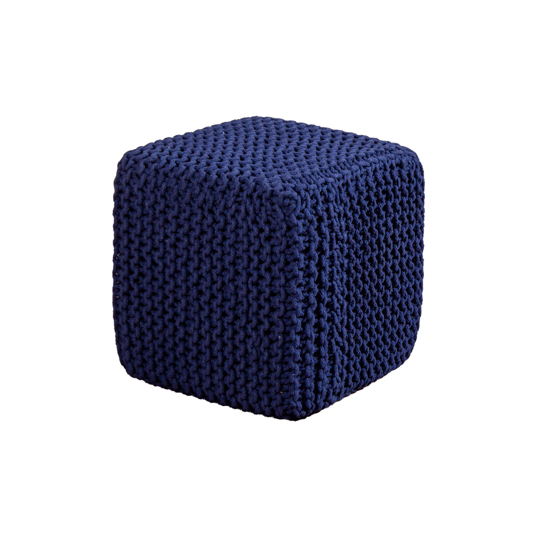 GhomeUK Hand-Woven Cotton Beige Square Pouf – Stylish & Comfy - WTIS