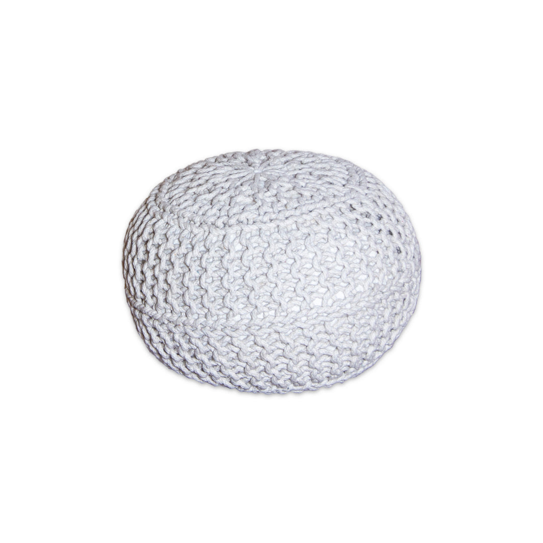 Ghome Hand-Woven Cotton Beige Round Pouf for Stylish Comfort - RUURD