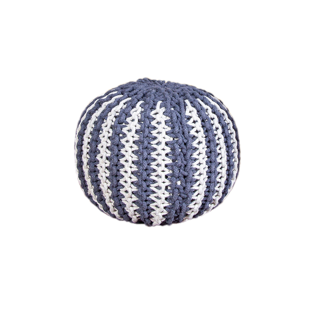 Ghome Hand-Woven Cotton Beige Round Pouf for Stylish Comfort - RUURD