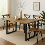 Load image into Gallery viewer, GHomeUK Mango Wood Brown Live Edge Dining Table with Black Metal Legs