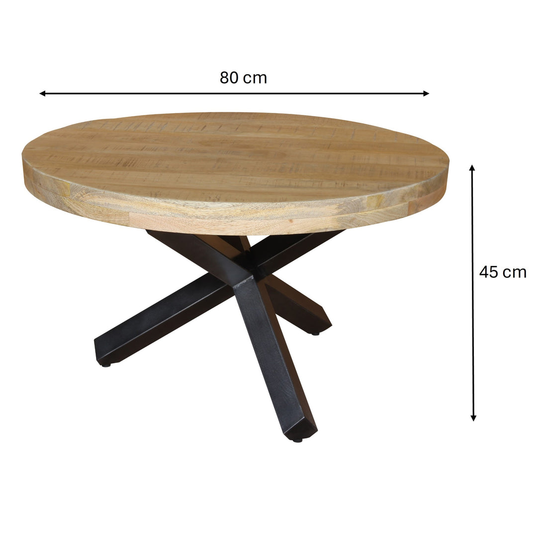 GHomeUK Wooden Brown Tripod Coffee Table with Metal Base - SSIS