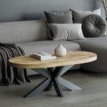 Load image into Gallery viewer, GHomeUK Mango Wood Natural & Black Legs Boat Shape Coffee Table - EEEBN