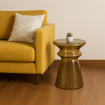 Load image into Gallery viewer, GHomeUK Tempered Glass Yellow Side Table – Modern Accent Piece - EBUER