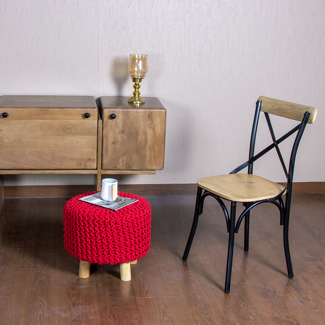 Handwoven Cotton Pouf Stool