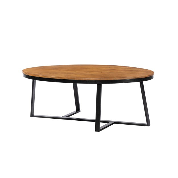 GHome UK Solid Acacia Natural Oval Coffee Table with Black Base