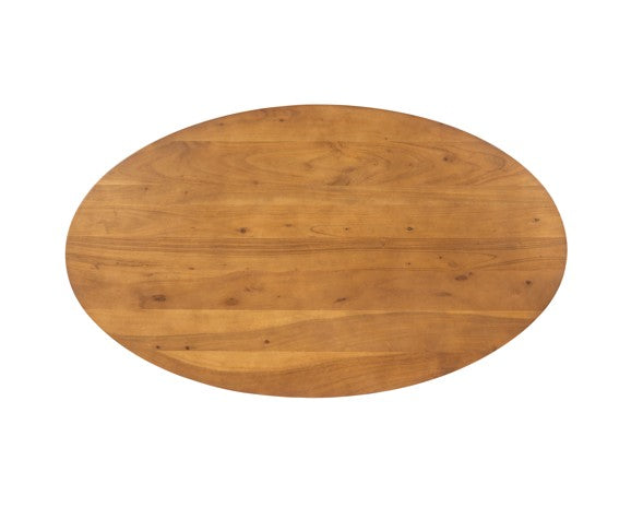 GHome UK Solid Acacia Natural Oval Coffee Table with Black Base