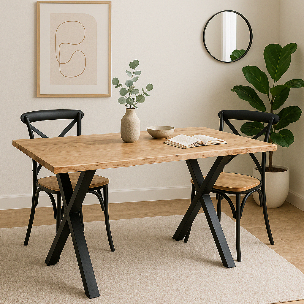 Live Edge X Base Dining Table