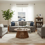 Load image into Gallery viewer, GHome UK Solid Acacia Wood Round Slated Coffee Table Stained Finish
