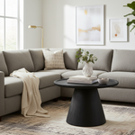 Load image into Gallery viewer, GHome UK Solid Mango Wood Black Round Coffee Table Sandblast Finish
