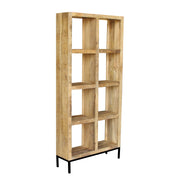 GHomeUK Rustic Mango Wood Black Metal Double Row Bookcase