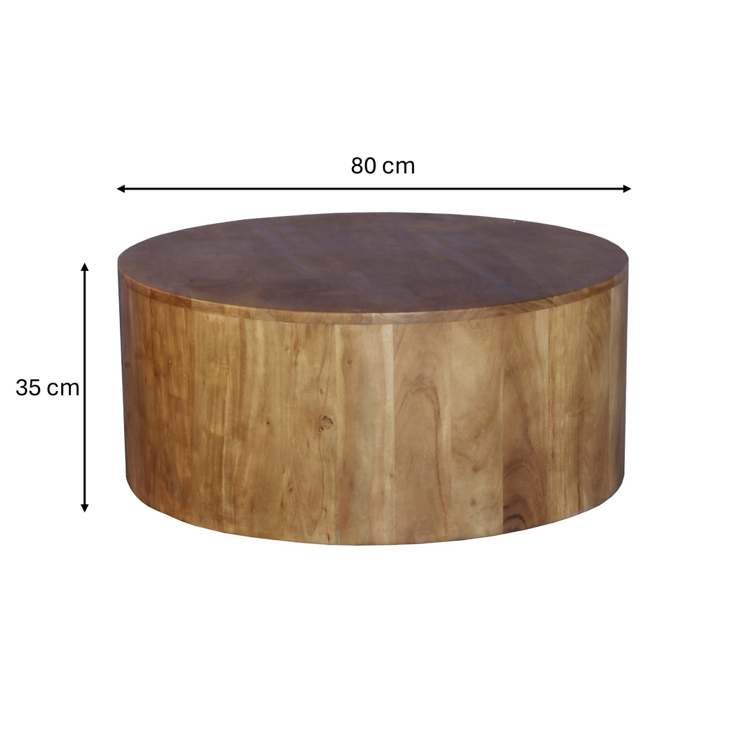 GHome UK Solid Acacia Wood Round Coffee Table with Stained Finish